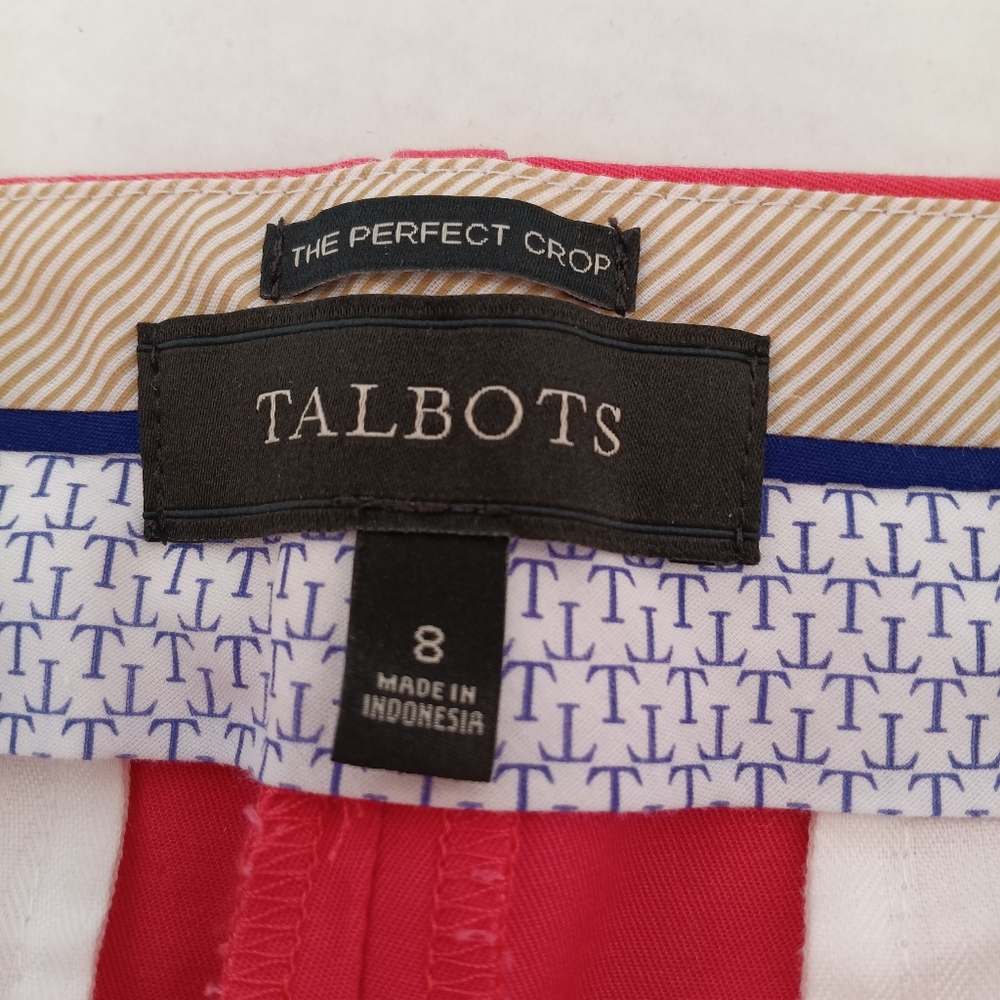 Talbots The Perfect Crop Pants Women's Size 8 Bright Pink Style ID245 Stretch - Picture 2 of 9